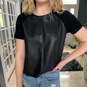 Black Leather short sleeve top!